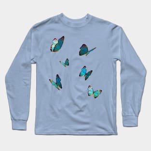 butterflies blue Long Sleeve T-Shirt